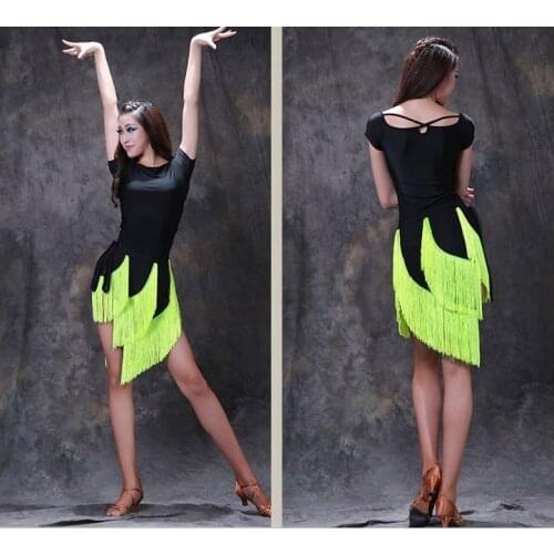 Latin Dance Dress Sexy Tassels Velvet franjas roupas danskleding Dancing Shirts Tanzrock Latein Samba vestido baile latino mujer