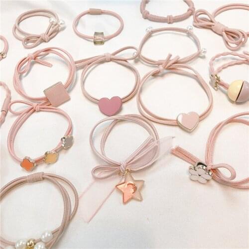 Simple and Fresh Rubber Band Head Rope Hair Decoration Korean Girl Heart Personality Ponytail Love Pearl Hair Rope