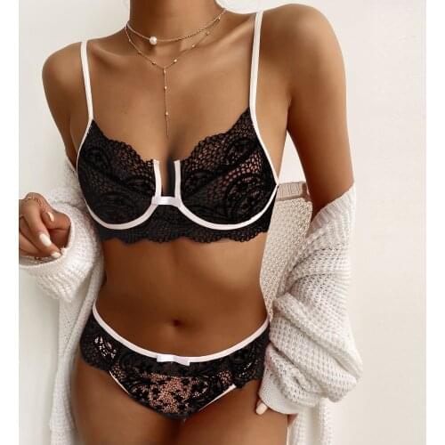 See Through Lace Women Underwear Sexi Lingeri Set Push Up Bra Brief Set lenceria sensual mujer Underwear Set Erotic Lingerie