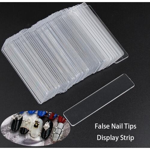 50Pcs 6.5*1.5cm Transparent False Nail Tips Display Holder Acrylic Fake Nail Showing Stand Practice Exhibition Manicure Tool Set