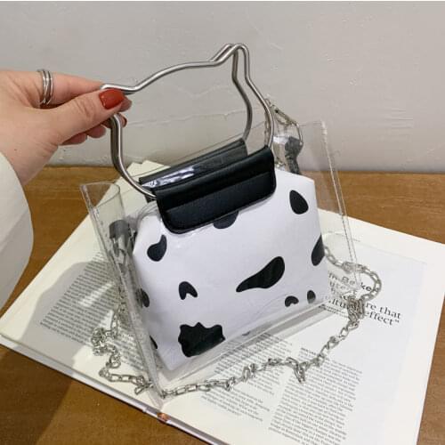 2021 Design Luxury Handbag Women Transparent Bucket Bag Clear PVC Jelly Small Shoulder Bag Female Chain Crossbody Messenger Bags