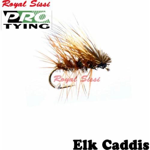 Royal Sissi PRO TYING 6pcs/box 14#Elk Caddis flies elk deer hair dry flies artificial Insect bait fly fishing trout flies