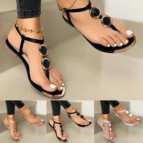 Summer Womens Flip-Flops Open Toe Casual Shoes Flats Buckle Strap Roman Sandals Zapatos De Mujer Chaussures Femme