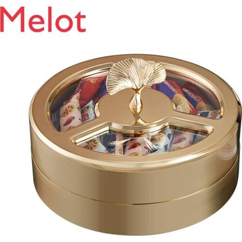 Modern Nordic Luxury Alloy Double-Layer Sealed Nut Plate Living Room Restaurant Home Compartment Dried Fruit Snack Storage Box