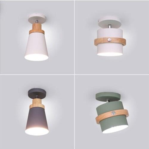 Modern Led Ceiling Light Nordic Wooden luminair Iron Metal Lamps For Aisle Corridor Hallway Gray wood White Lighting Fixture Bar