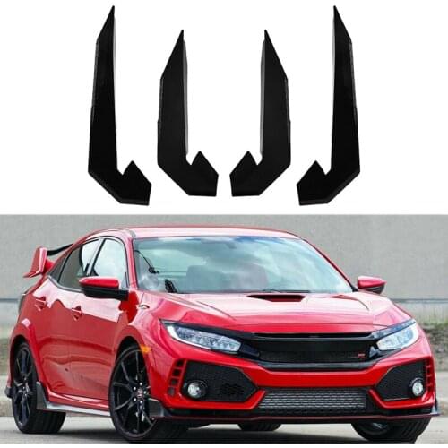 NEW-4Pcs Car Front Bumper Lip Splitter Fin Long Air Knife Auto Body Kit Car Spoiler for Honda Civic 10TH Type-R 2019-2021