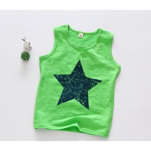 High quality Slub cotton summer kids t shirt Girl boy fashion Vest Icy style Soft comfortable print star Childrens clothing