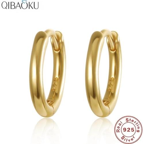 S925 Sterling Silver Earring Gold Color Small Simple Circle Hoop Earrings For Women Birthday Simple Noble Jewelry Gift Number2