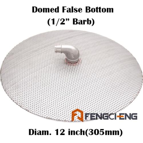 12" 305mm Stainless Steel Domed False Bottom 1/2" Barb Homebrew Mash Tun Cooler Beer Brewing All Grain Brewing Parts,Hopback