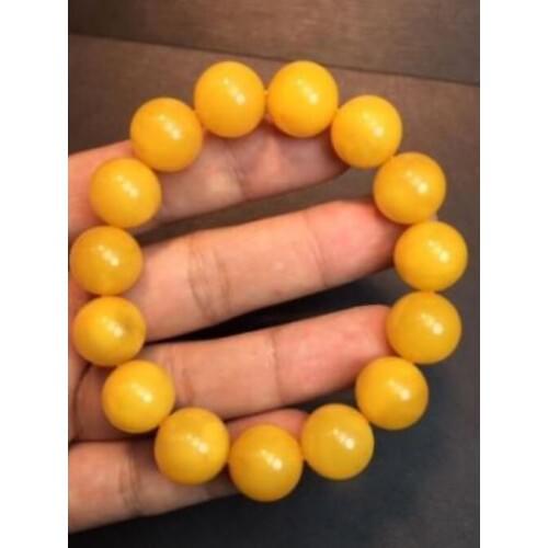 14mm Genuine round beads baltic amber Bracelet egg yolk butterscotch
