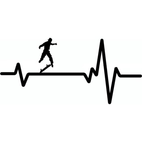 16CM*7.5CM Guy Kick Flip Street Trick Jump Heartbeat Decal Vinyl Black/Silver Car Sticker C22-1235