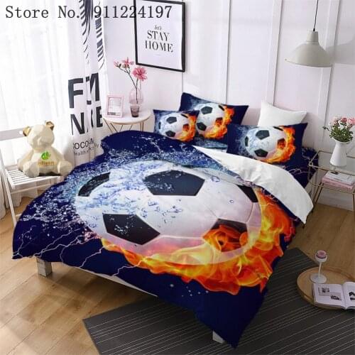 2/3Pcs 3D Football Duvet Cover Soccer Football Bedding Sets Edredon Futbol Single Printed Luxury Child Kids Covers Bed Linen