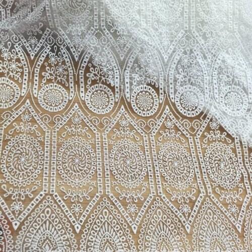 5Yards/Lot New White Color African Embroidery Guipure Lace Fabric 2015 Swiss Voile Lace Fabric For Wedding Dress Sewing