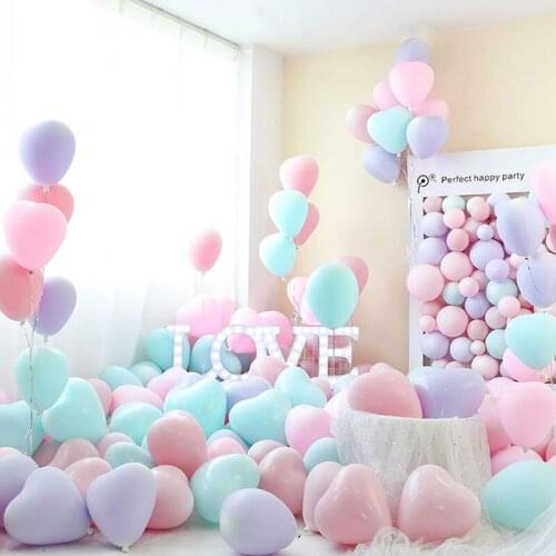 50Pcs Macarons Latex Balloons Heart Shape Pastel Candy Balloon For Confession Wedding Birthday Party Baby Showe Decor Air Globos