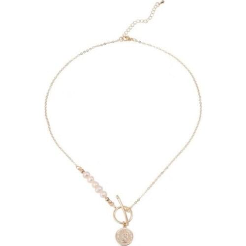 New Simple Simulation Pearl Retro Necklace 2021 New Female Asymmetric Design Sense Clavicle Chain Neck Chain Wholesale