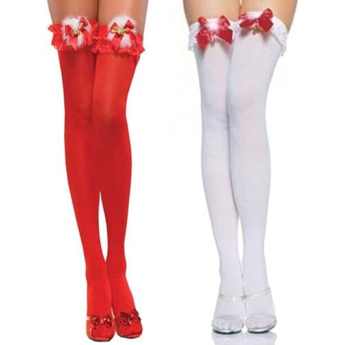 Christmas Bell Bow Long Stockings Ladies Stockings Dress Up Props Clothing Accessories For Halloween Party Christmas Supplies