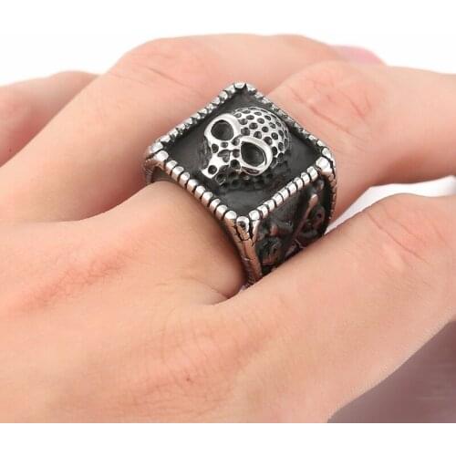 Johnny Hallyday Stainless Steel Ring Vintage Rock Punk Skull Skeleton Rings for Men Jewelry Accessories Males Finger Ring