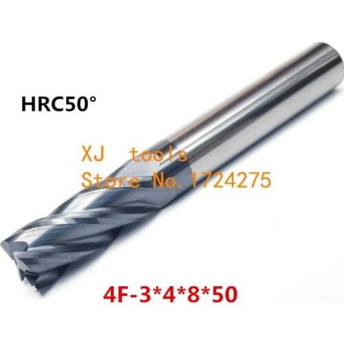 HRC50 4F-3.0*4*8*50 Alloy Carbide Milling Tungsten Steel Milling Cutter End Mill coating:nano,The Lather,boring Bar,cnc,machine