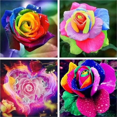 HUACAN Full Square Diamond Painting Rose Diamond Embroidery Mosaic Sale Flower Handicraft Decor For Home