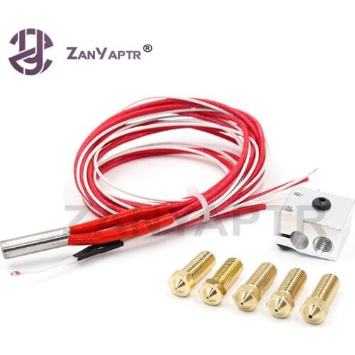 3D printer E3D Volcano Nozzle kit - 12V or 24V Volcano Hotend Extrusion Aluminum block Cartridge Heater Thermistors + 5 Nozzle