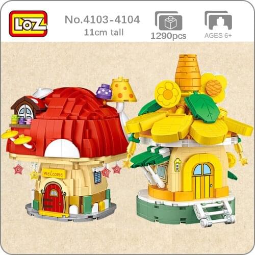 LOZ Miss Miracle Forest Mushroom Sunflower House Cabin Flower Star 3D Model Mini Blocks Bricks Building Toy for Children no Box