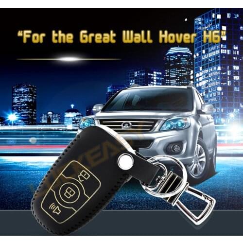 Luckeasy gwm haval h6 2013 2014 Genuine Leather Car Key Cover hovel h6 key2a