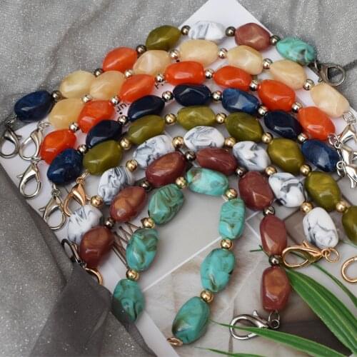 Updating Color Super Chic Lady Resin Colored Stone Handbag Strap Girls Fashion Big Size FashionBead Wristlet Purse Bag Belt