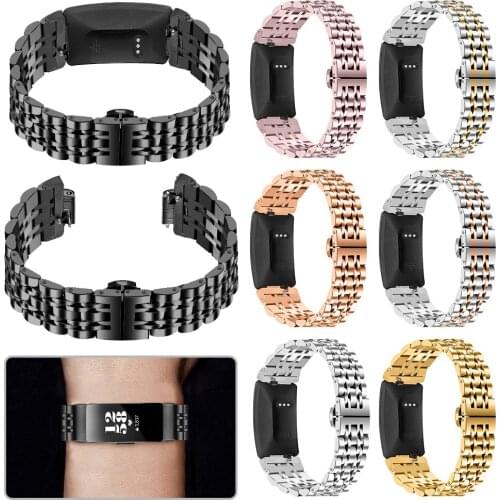 New Fashion Steel Watchbands Dual Fold-over Clasp Wrist Band For Fitbit Inspire/Inspire HR Replacement Stainless Steel Strap