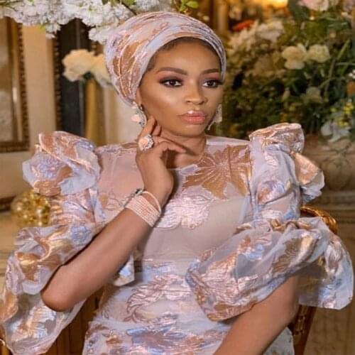 New Arrival Blue Jacquard Lace Brocade Fabric Lace African Fabrics Nigerian Tulle Mesh Lace for Bridal Brocade Lace Dress SL405