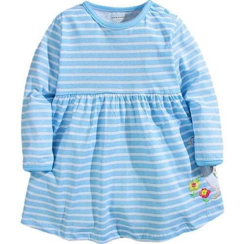 Autumn Kid Dress With Long Sleeve Striped Dress Girls Clothing Cotton Applique Embroidery Girls Dress Brand Kids Dresses 1-6 Yrs