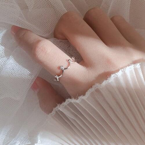 Crown Open Rings For Women Girls Crystal Simple Adjustable Punk Korea Fashion Hot New Trendy Girlfriend Wedding Jewelry BOYULIGE
