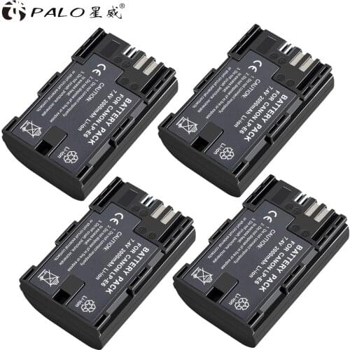 PALO 4PCS 2000mAh LP-E6 LP E6 LP-E6N Camera Battery For Canon EOS 5DS 5D Mark II Mark III 6D 7D 60D 60Da 70D 80D DSLR EOS 5DSR