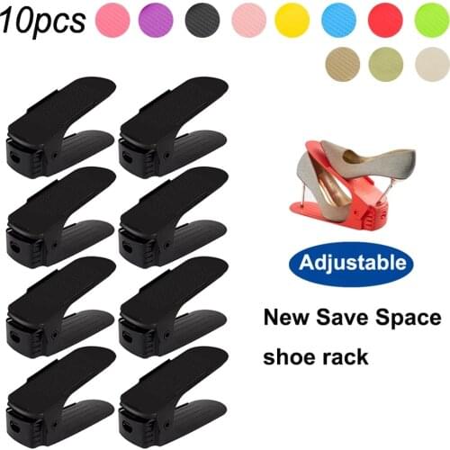 10pcs Adjustable Shoe Rack Set Durable Organizer Shoes Footwear Support Slot for Cabinet Closet Stand Shoe Storage Space Save
