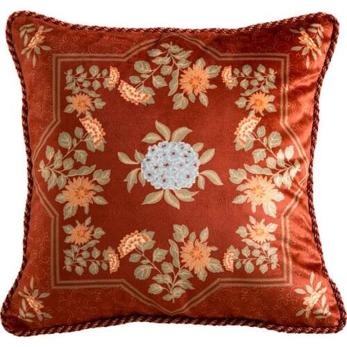 Chinese Style Luxury Throw Pillow Cover Case For Couch Sofa Home Decoration Birds With Red Floral 18 X 18 Inches