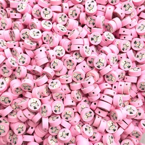 30pcs/lot 10mm Christmas Pattern Beads Polymer Clay Spacer Loose Beads for Jewelry Making DIY Hand Chain Necklace Accessories #D