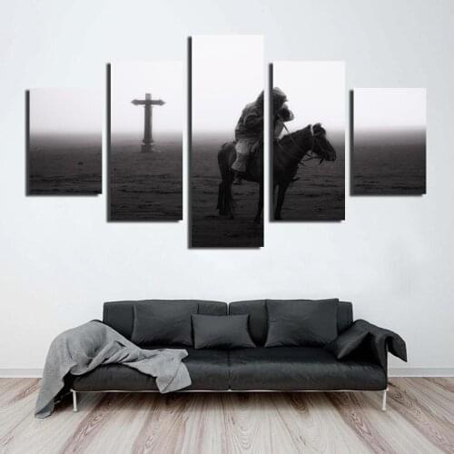 Sad Art Riding Horse Irregular Canvas Painting Home Decoration Living Room Bedroom Wall Art Frameless Style