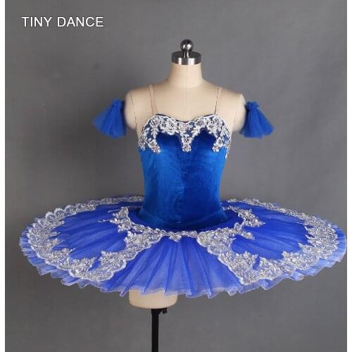 Deep Blue Velvet Bodice Ballet Pancake Tutu for Girls and Women Performance Ballerina Costume Professional Tutu Dress BLL406