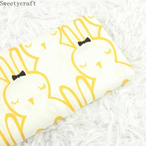 140x50cm Rabbit Bunny Prints Cotton Fabric DIY Tissue Patchwork Telas Sewing Baby dress Toy Bedding Quilt Tecido The Cloth Tilda