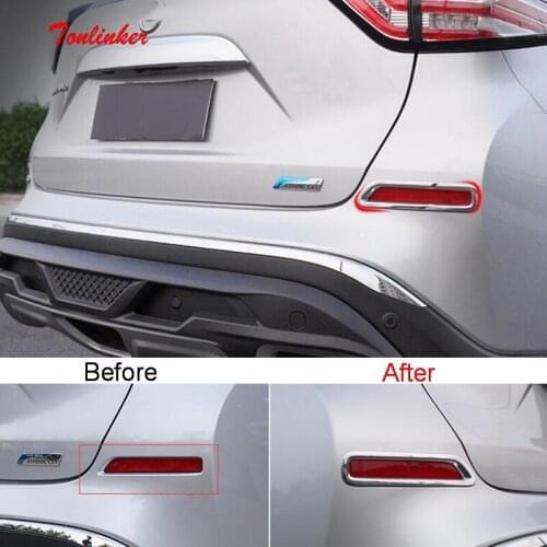 Tonlinker Exterior Rear fog light Cover case Stickers for Nissan Murano 2015-19 Car styling 2 PCS ABS Chrome Cover stickers