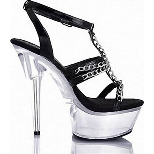 15 cm beautiful gold and silver chain decoration, party sandals sexy model stage show, dancing shoes