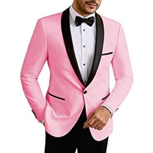 Spring Autumn New Custom Male Clothing Luxury Fashion Big Size Slim Fit Pink Groom Tuxedos Wedding Dinner Party Men Suits
