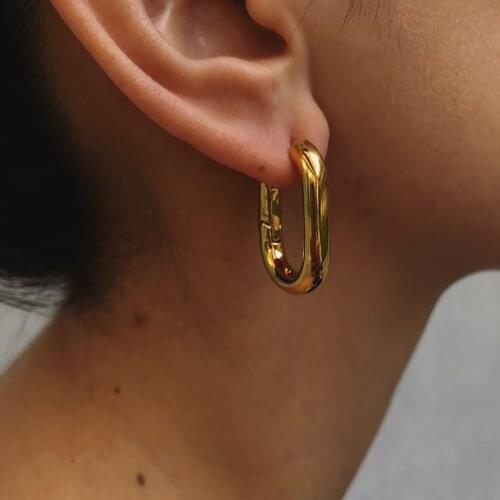 AENSOA Trendy Korean Thick Hoop Earrings Statement Copper High Quality Earring Minimalist Brincos Female Jewelry Korea 2020 Gift