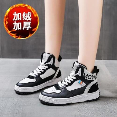 Winter Warm High Top Sports Shoes for Women Sneakers Black Run Shoes Sport Women Fur Athletic Footwear Baskets Tennis Gym B-1514