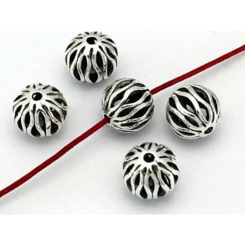 10pcs/lot Tibetan Silver spacer Empty ball Loose Bead Spacer Beads Connectors for DIY Jewelry Making bracelet fg4ds
