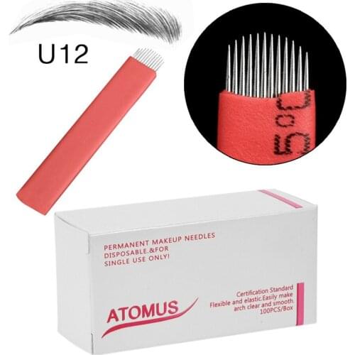 MagiDeal 100Pcs Flexible Microblading Needle Manual Tattoo Eyebrow Pen 12pin