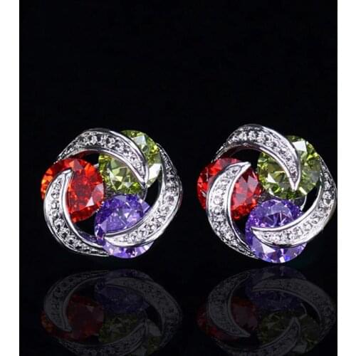 2020 Luxury Crystal Geometric Stud Earrings Wedding Jewelry Accessories Fashion Zircon Earrings For Women