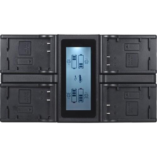 Andoer NP-F970 4-Channel Digital Camera Battery Charger w/ LCD Display for Sony NP-F550 F750 F950 NP-FM50 FM500H QM71