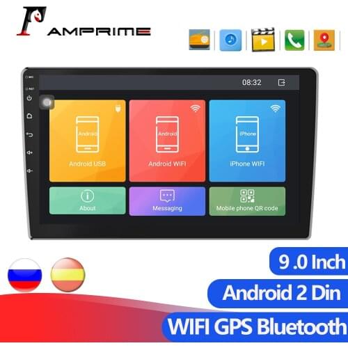 AMPrime 2din Android Car Radio Receiver 9 Inch Stereo Player GPS Bluetooth WIFI 2 Din Mirror Link For Toyota/Nissan/ Volkswagen