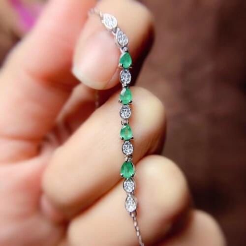 Elegant green emerald gemstone bracelet women silver bracelet fine jewelry natural real gem green color silver gift birthday