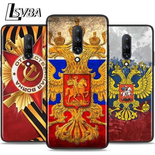 Black Silicone Case Russian flag For OnePlus 5 5T 6 6T 7 7T 8 8Pro Super Bright Glossy Phone Case Cover
